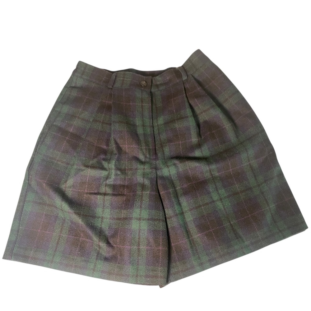Sag Harbor Petite Vintage High Waisted Wool Blend Shorts Plaid Lined Size 12